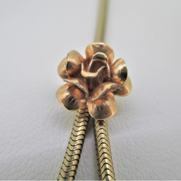 KREMENTZ Vintage Rose Pendant Snake Chain Necklace - Picture 3 of 5